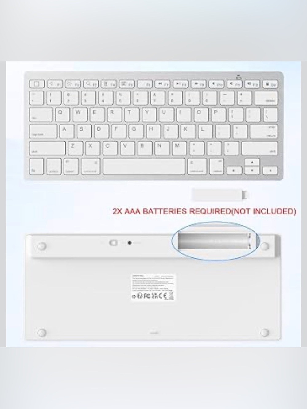 Slim Wireless Aluminum Keyboard in Silver and White - Picture 2 of 3